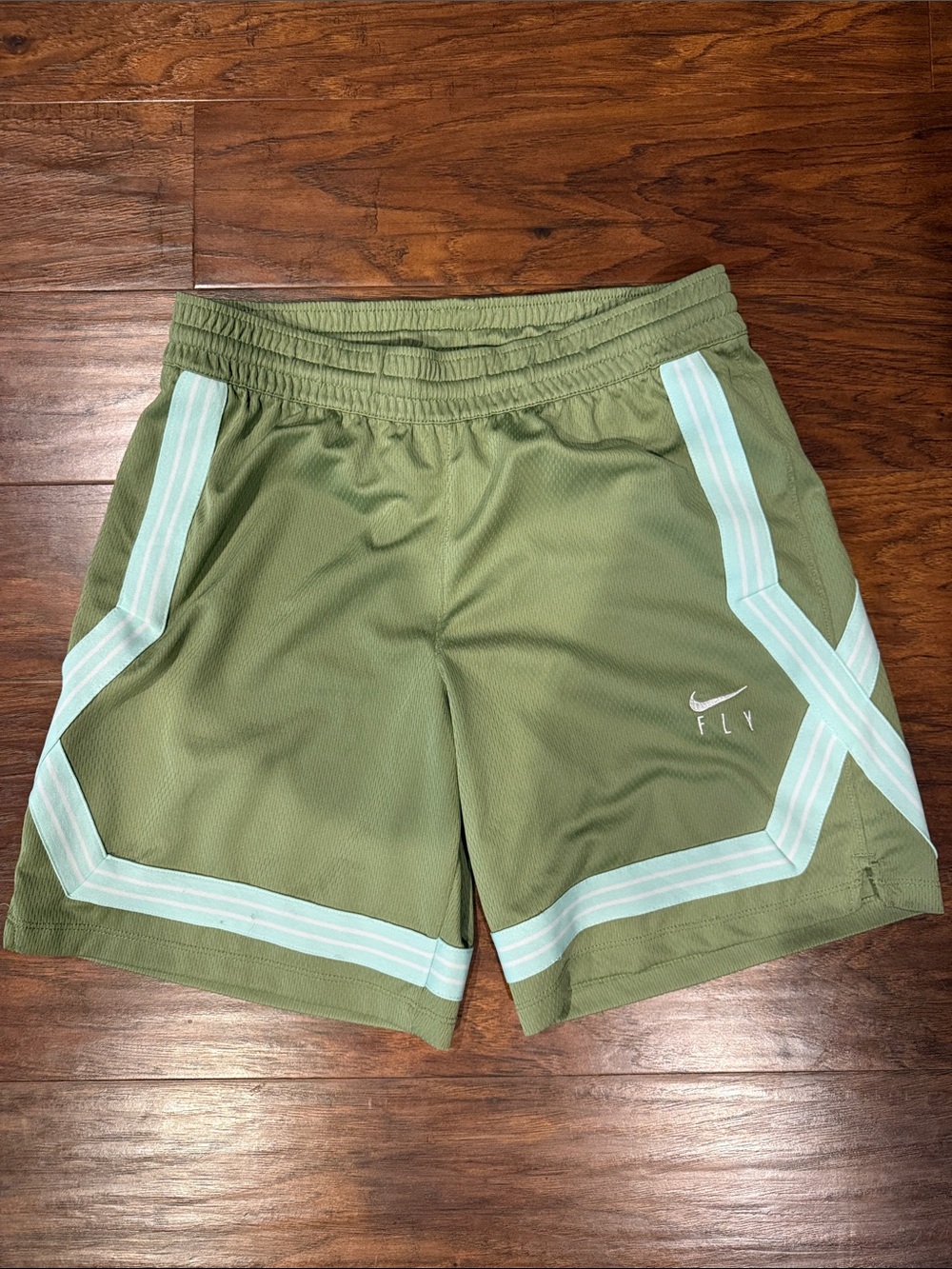 Nike Olive Green Athletic Shorts with Mint Trim- new without tags